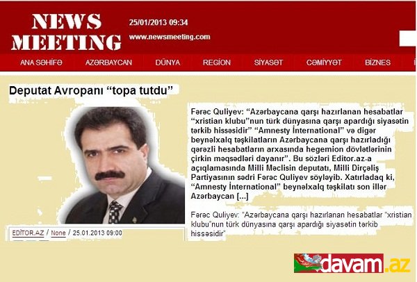 Deputat Fərəc Quliyev Avropanı “topa tutdu”