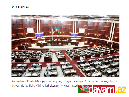 Parlament müxalifəti Milli Şuranın mitinqini dəstəkləmədi