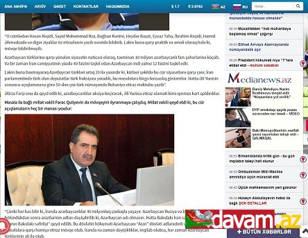 “Azərbaycanlılar farsdır” açıqlamasına sərt reaksiyalar