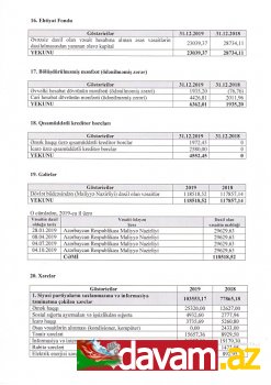 Milli Dirçəliş Hərəkatı Partiyasının 2019-cu il üçün MALİYYƏ HESABATI