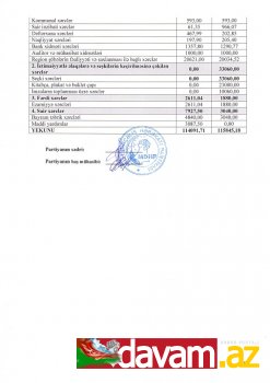 Milli Dirçəliş Hərəkatı Partiyasının 2019-cu il üçün MALİYYƏ HESABATI